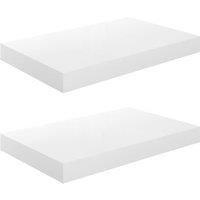 vidaXL Floating Wall Shelves in High Gloss White - Easy to Install, Honeycomb MDF Display Shelves for Living Room, Bedroom, Office - Modern Style (Set of 2)