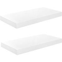 vidaXL Floating Wall Shelves, Set of 2, High Gloss White, 50x23x3.8 cm, Durable Honeycomb MDF and Metal Frame, Invisible Mounting System, Modern Style for Home and Office Decor