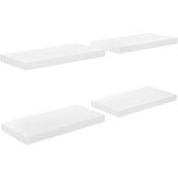 vidaXL Set of 4 Floating Wall Shelves - High Gloss White, MDF Metal Frame, Durable & Stylish - 50x23x3.8cm- Perfect for Home Decor and Display