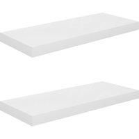 vidaXL Floating Wall Shelves, High Gloss White, Honeycomb MDF and Metal, Invisible Mounting, 2 pcs set for Living room, Bedroom, Office