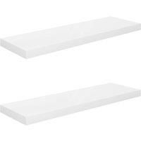vidaXL High Gloss White Floating Wall Shelves - Set of 2 Stylish Display Decor Shelves Made of MDF Designed for Living Room, Bedroom, and Office - 80x23.5x3.8 cm