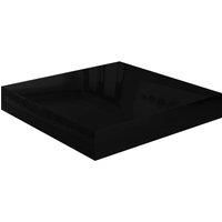 vidaXL Floating Wall Shelf in High Gloss Black - Modern Style Wall Display Shelf Made of Honeycomb MDF and Metal Frame, 23x23.5x3.8 cm