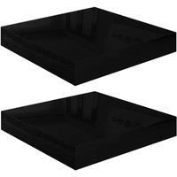 vidaXL Floating Wall Shelves - 2 Piece Set in High Gloss Black, Space-Saving Wall-Mounted Display Storage for Living Room, Bedroom, and Office
