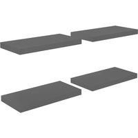 vidaXL Floating Wall Shelves in High Gloss Grey - 4 Piece Set, Modern Metal Frame Design, Ideal for Awards, Books, Decorations Display in Living Room, Bedroom & Office