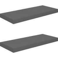 vidaXL Floating Wall Shelves (2 pcs) in High Gloss Grey – Modern, Easy to Install, Honeycomb MDF and Metal Framed Shelves for Living Room, Bedroom, Office