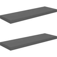 vidaXL Floating Wall Shelves - Set of 2 - High Gloss Grey Finish - Honeycomb MDF and Metal Frame - 80x23.5x3.8 cm - Stylish Modern Design Ideal for Living Room, Bedroom, and Office