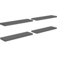 vidaXL Floating Wall Shelves - Set of 4 - High Gloss Grey - Durable Honeycomb MDF & Metal Frame - Easy to Install - Perfect for Home Decor and Storage - 90x23.5x3.8 cm