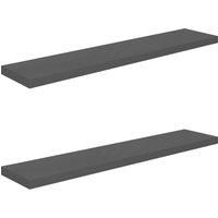 vidaXL Floating Wall Shelves- 2 Pieces Set, High Gloss Grey Finish, Mounted Display Shelves, Honeycomb MDF and Metal Frame Construction, Modern Design for Home Decor
