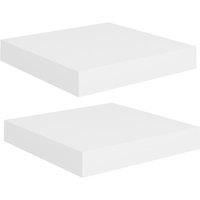 vidaXL Floating Wall Shelves - Set of 2 White Modern Honeycomb MDF Shelves with Invisible Mounting System and Metal Frame, Sturdy Display Shelving for Home Decor