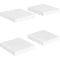 vidaXL Floating Wall Shelves - Modern White Display Shelving, 4 pcs Durable Honeycomb MDF Metal Construct, Invisible Mount