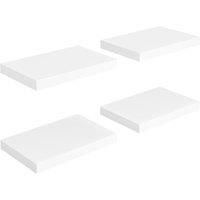 vidaXL White Floating Wall Shelves Set of 4 - Modern MDF Design with Invisible Mounting System - Perfect for Home Decor