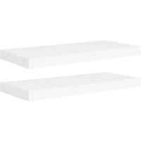 vidaXL Set of 2 Floating Wall Shelves - White - Honeycomb MDF and Metal Frame - Invisible Mounting - Ideal for Living Room, Bedroom, Office - Modern Design