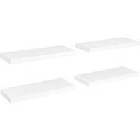 vidaXL Floating Wall Shelves Set - Modern White Display Shelves with Invisible Mounting, Durable Honeycomb MDF & Metal Construction for Home Decor in Living Room, Bedroom, Office (4 pcs, 60x23.5x3...