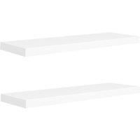 vidaXL Floating Wall Shelves, Set of 2, White, 80x23.5x3.8 cm, Honeycomb MDF and Metal Frame, Invisible Mounting System, For Living Room, Bedroom, Office