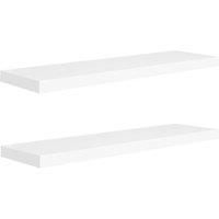 vidaXL Floating Wall Display Shelves, White, Durable Honeycomb MDF, Invisible Mounting System, Pair of 2, Ideal for Living Room, Bedroom, Office