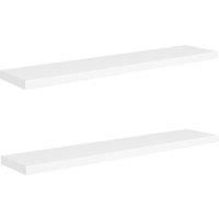 vidaXL 2 pcs White Floating Wall Shelves – Easy to Install Wall Display Rack with Invisible Mounting System – Honeycomb MDF & Metal Frame – 120 x 23.5 x 3.8cm
