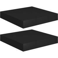 vidaXL Floating Wall Shelves Set of 2, Heavy Duty Honeycomb MDF & Metal Frame, Easy Installation - Perfect for Living Room, Bedroom, Office - Black, Modern Design