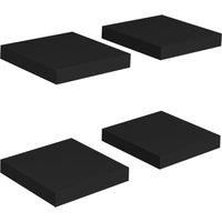 vidaXL Floating Wall Shelves Set of 4, Black Honeycomb MDF and Metal Frame, 23x23.5x3.8 cm - Ideal for Living Room, Bedroom or Office