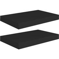 vidaXL Floating Wall Shelves - 2 piece set, Black Honeycomb MDF with Easy Installation, Versatile Use for Living Room, Bedroom, Office