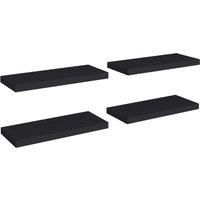 vidaXL Floating Wall Shelves Set, 4 pcs Black, Modern Decor Display Shelves, Honeycomb MDF & Metal Frame, 60x23.5x3.8 cm