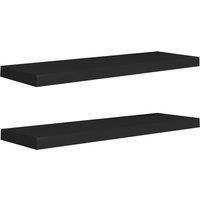 vidaXL Black Floating Wall Shelves, Set of 2, Modern Style, Honeycomb MDF & Sturdy Metal Frame, Easy Assembly, Perfect for Living Room, Bedroom, Office, 80x23.5x3.8 cm