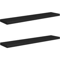 vidaXL - Floating Wall Shelves-2 Piece Set, Black with Invisible Mounting System, Durable Honeycomb MDF, Ideal for Home Decor, Office, Living Room