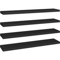 vidaXL Floating Wall Shelves - Set of 4 - Reliable Honeycomb MDF Material - Easy-to-Install Invisible Mounting System - Ideal for Living Room, Bedroom, Office - Classy Black Design - 120x23.5x3.8 cm