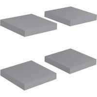 vidaXL Floating Wall Shelves, Set of 4 - Grey MDF Material, Invisible Mounting, Suitable for Living Room, Bedroom, Office