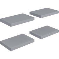 vidaXL Floating Wall Shelves Set of 4- Durable Honeycomb MDF & Metal - Grey Modern Display Racks - Invisible Mounting System - Ideal for Living room, Office, Bedroom - 40x23x3.8 cm