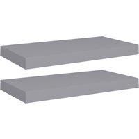 vidaXL Floating Wall Shelves Set of 2 - Durable MDF & Metal Frame - Grey Modern Style Decorative Display Shelf