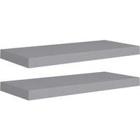 vidaXL Floating Wall Shelves Set of 2, Grey - Invisible Mounted Honeycomb MDF Book Shelf for Living Room, Bedroom, and Office