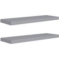 vidaXL Floating Wall Shelves 2 pcs - Urban Chic Grey Design, Invisible Mounting System, Metal and MDF Construction, 80x23.5x3.8 cm Perfect for Any Room.