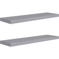 vidaXL Stylish Floating Wall Shelves in Grey, Set of 2 - Durable Honeycomb MDF Design with Metal Frame - Easy Installation with Invisible Mount System - Ideal for Living Room, Bedroom or Office