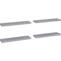 vidaXL Floating Wall Shelves Set of 4 - Wall-Mounted Display Shelves - Contemporary Grey MDF Wall Decor for Living Room, Bedroom, Office - Easy to Install, Space-Saving Design