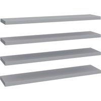 vidaXL Floating Wall Shelves | Durable Honeycomb MDF and Metal | Modern Design | Easy-install Invisible Mounting | Set of 4 | Designed for Living Room, Bedroom, Office | Grey