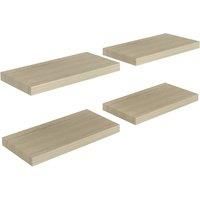 vidaXL Floating Wall Shelves Set - 4 pcs, Oak Color, Invisible Mounting System, Ideal for Living Room, Bedroom, Office - 50x23x3.8 cm