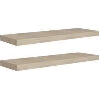 vidaXL Floating Wall Shelves – Set of 2 Oak 80x23.5x3.8 cm MDF and Metal Frame, Modern Design for Home Decor in Living Room, Bedroom, Office