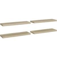 vidaXL Floating Wall Shelves 4 pcs, Honeycomb MDF and Metal Frame, Oak 80x23.5x3.8 cm, Easy to Install, Perfect for Living room, Bedroom, Office