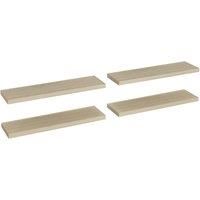 vidaXL Floating Wall Shelves - Set of 4 Oak Colour 90x23.5x3.8 cm, Honeycomb MDF and Metal Material, Invisible Mounting System, Suitable for Any Room, Easy Assembly
