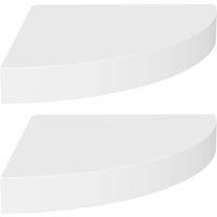 vidaXL Floating Corner Shelves – 2 pcs White Honeycomb MDF Corner Shelves - Modern Invisible Mount Wall Shelves for Office, Living Room and Bedroom