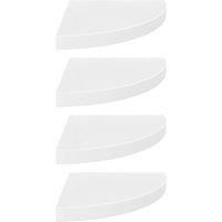 vidaXL Floating Corner Shelves - 4 Piece High Gloss White - Honeycomb MDF and Metal - 35x35x3.8 cm - Ideal for Home Decor and Storage