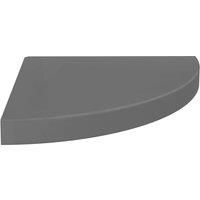 vidaXL Grey Floating Corner Shelf in High Gloss Finish | Honeycomb MDF & Metal Construction | L35xW35xH3.8 cm
