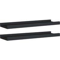 2x Picture Frame Ledge Shelves Black MDF Home Living Room Wood Shelf vidaXL