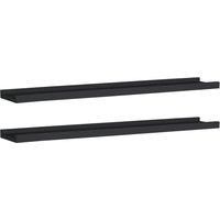 vidaXL Wall-Mounted Picture Frame Ledge Shelves - 2 pcs Black, 80x9x3 cm, Modern Design, Lacquered MDF Material