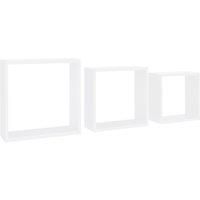 vidaXL Wall Mounted Cube Shelves in White - Durable MDF Construction - Set of 3 - Stylish and Practical Wall Shelves for Books, Collectibles, Decorative Items