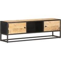 Rough Mango Wood TV Cabinet with Carved Door Sideboard Media 130/90 cm vidaXL