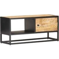 Rough Mango Wood TV Cabinet with Carved Door Sideboard Media 130/90 cm vidaXL