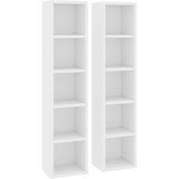 vidaXL 2 Unit CD Storage Unit Chipboard White 21 x 16 x 93.5 cm
