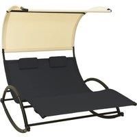 Double Sun Lounger with Canopy Double Lounger Daybed Garden Sun Bed vidaXL