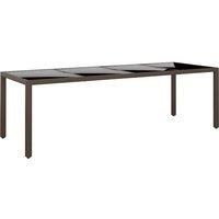 Garden Table Patio Table Outdoor Table Tempered Glass and Poly Rattan vidaXL